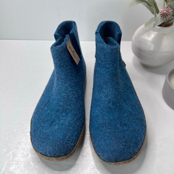 Glerups Felted Wool Slip-On Leather Sole Boot Petrol Blue Men 12 EU46 - Picture 7 of 10